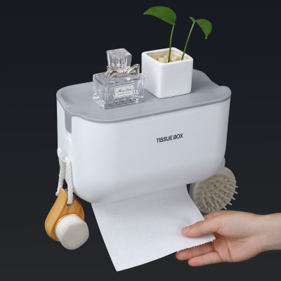 TOILET Tissue box Punch holes household Wall hanging waterproof toilet Toilet paper box roll of paper pylons toilet paper Shelf