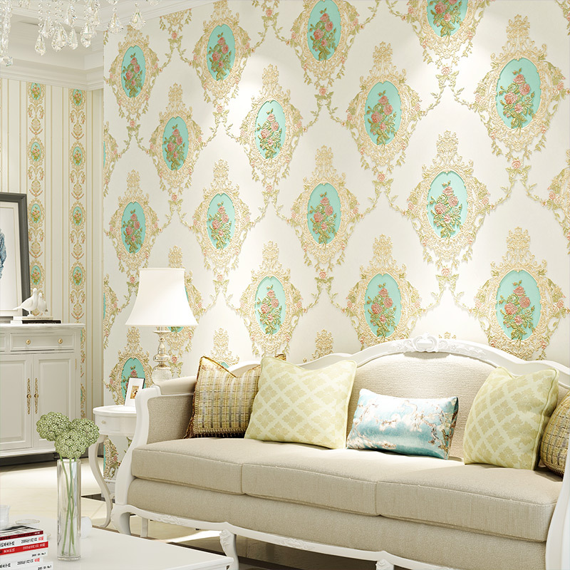 Self adhesive wallpaper, non-woven fabric, European style pastoral 3D wallpaper, bedroom headboard, living room background, wall paper, household use