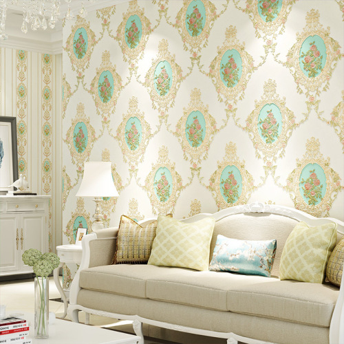 Self adhesive wallpaper, non-woven fabric, European style pastoral 3D wallpaper, bedroom headboard, living room background, wall paper, household use