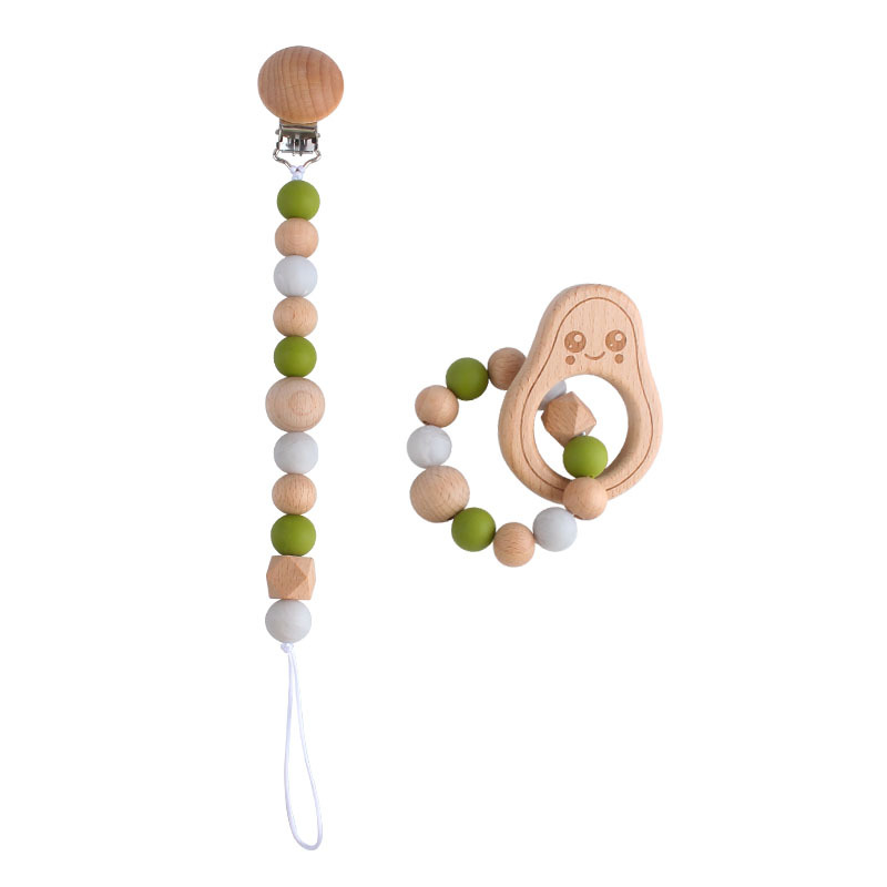 Bebé haya dibujos animados juguete aguacate mordedor pulsera bebé Seguridad Protección Ambiental silicona chupete cadena mordedor palo