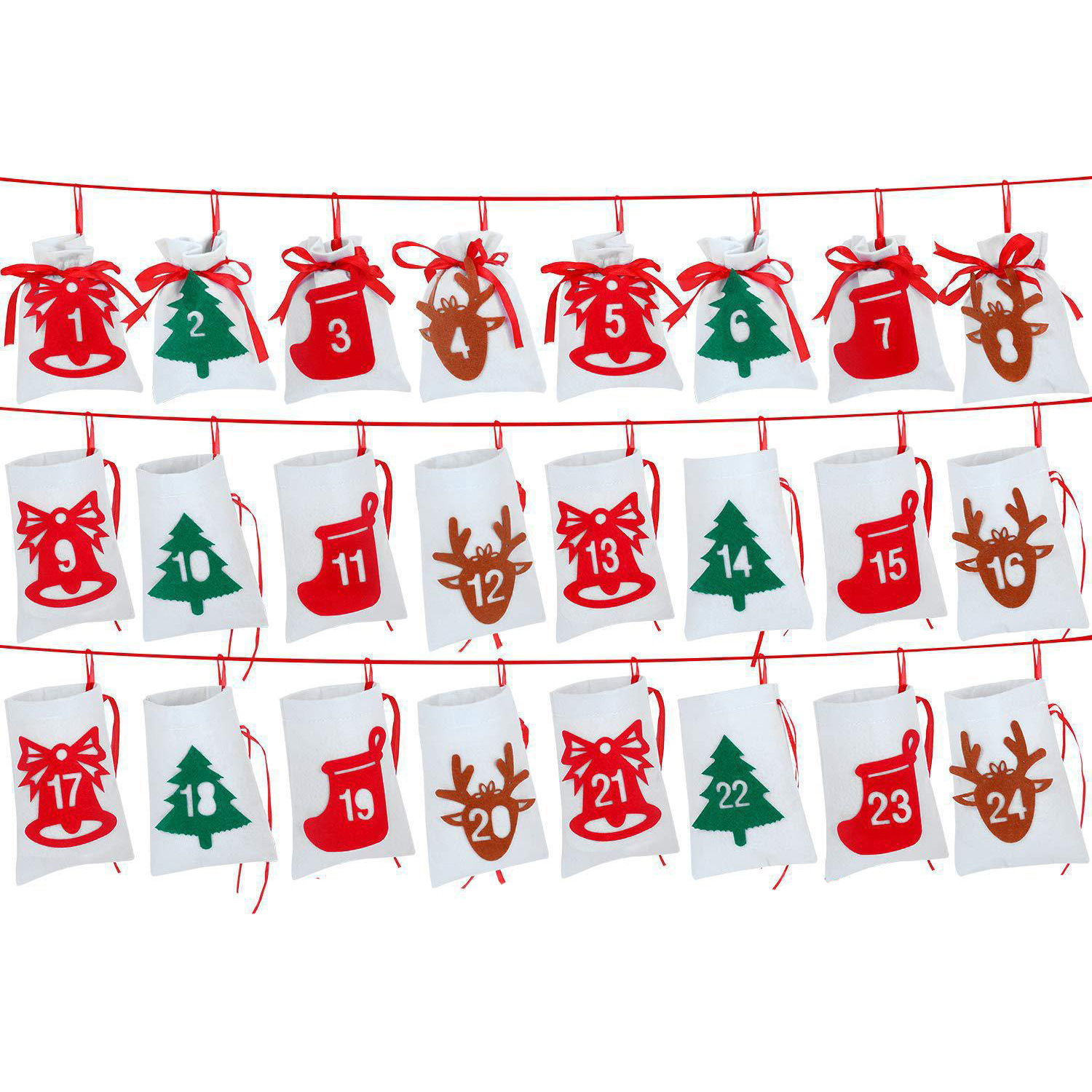 11*16 bolsa de regalo de Navidad con cordón fieltro tela Navidad Adviento calendario cuenta atrás bolsa de regalo en stock al por mayor