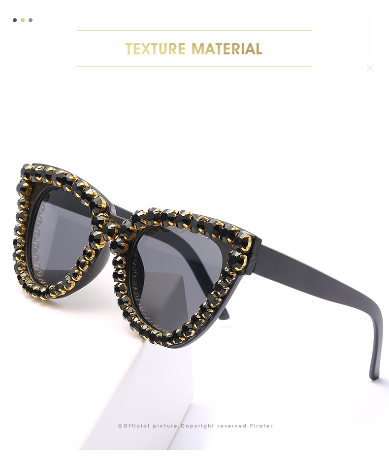 Fashion Solid Color Ac Cat Eye Diamond Full Frame Women's Sunglasses display picture 2