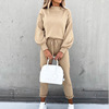 2020 Autumn and winter Cross border Women's wear Sweater suit Amazon AliExpress High collar leisure time Solid trousers Two piece set