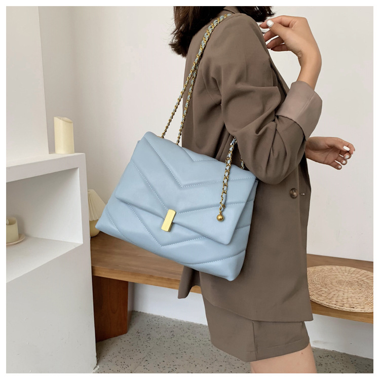 New Summer Simple Wild Soft Leather Embroidery Thread Large-capacity Chain One-shoulder Women's Messenger Bag display picture 23