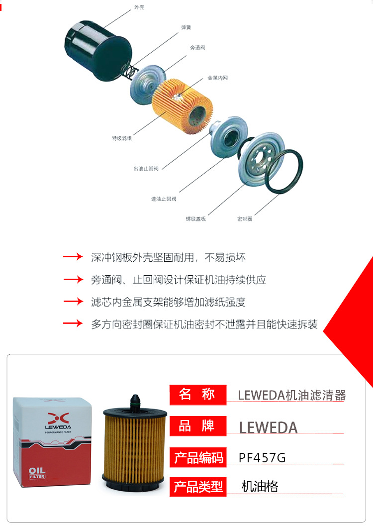 PF457G Oil Filter for Cadillac Chevrolet Opel Saab Alfa