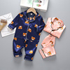 Children's cartoon demi-season pijama, set, clothing, top, overall, trousers, long sleeve, with little bears