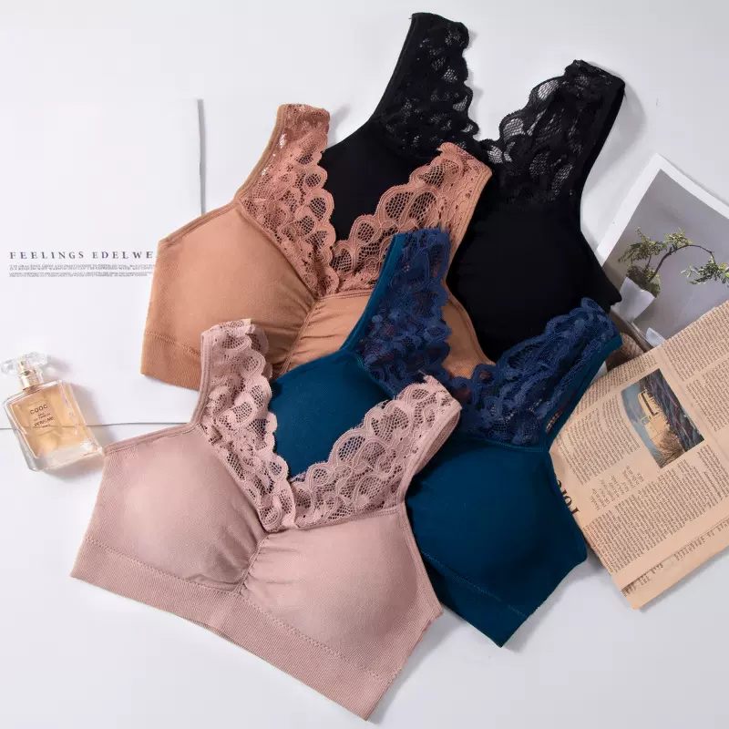 1931枫之欣无缝蕾丝裹胸背心式抹胸宽肩美背聚拢女士运动背心无痕