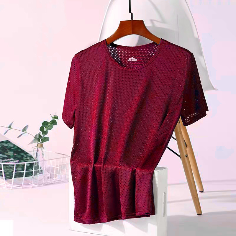 Malla de manga corta: rojo vino