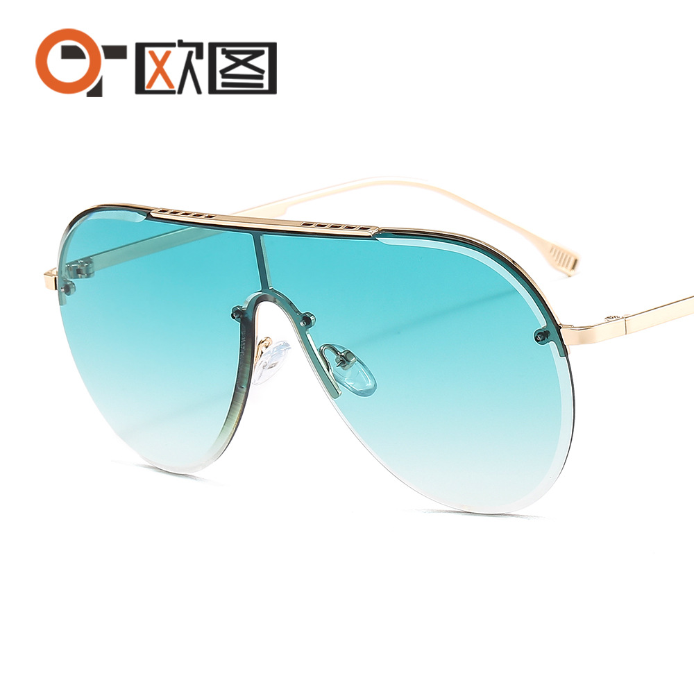 Metal frameless color sunglasses for men and women avant-garde toad glasses with large frame and versatile anti ultraviolet sunglasses 7116