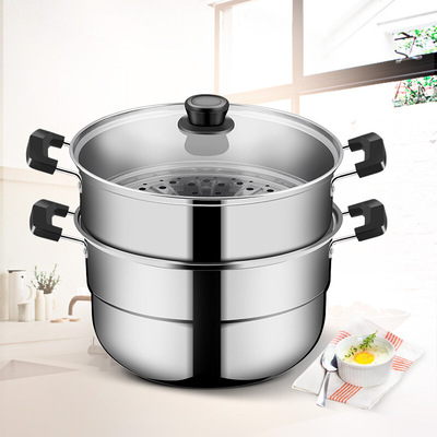 炊大皇不锈钢蒸锅双层26CM蒸馒头的蒸锅家用小2层 燃气电磁炉适用|ru