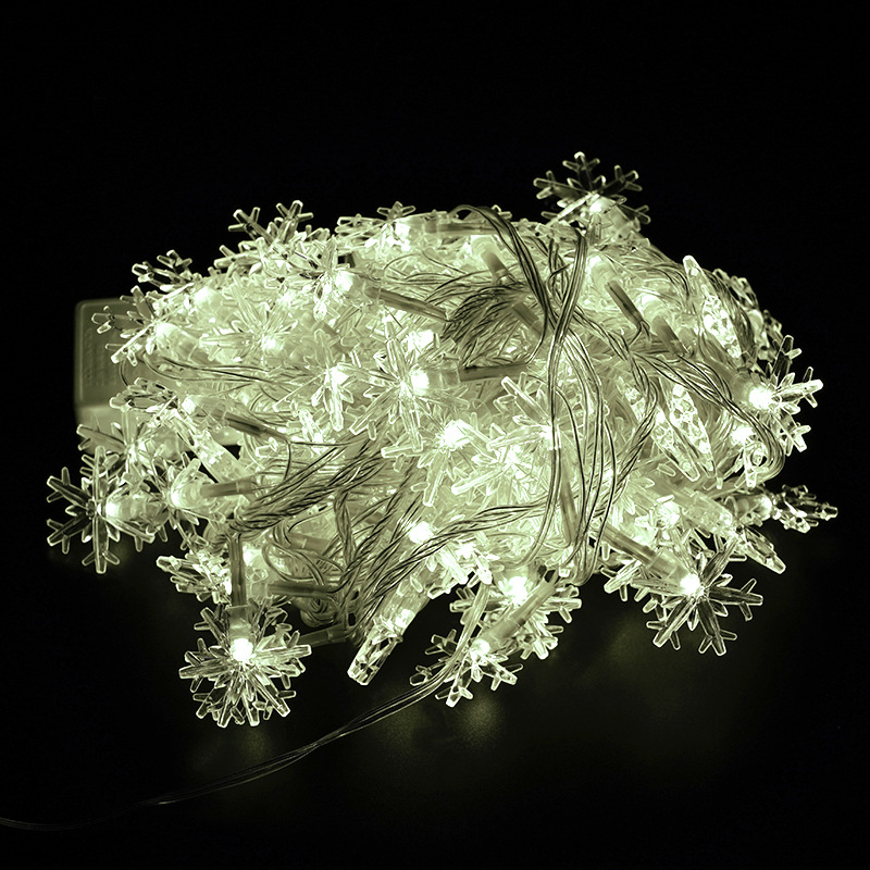 LED Cadena de luz de copo de nieve luz intermitente Navidad vacaciones boda Año nuevo árbol de Navidad decoración cielo completo Cadena de luz intermitente suministro directo de fábrica