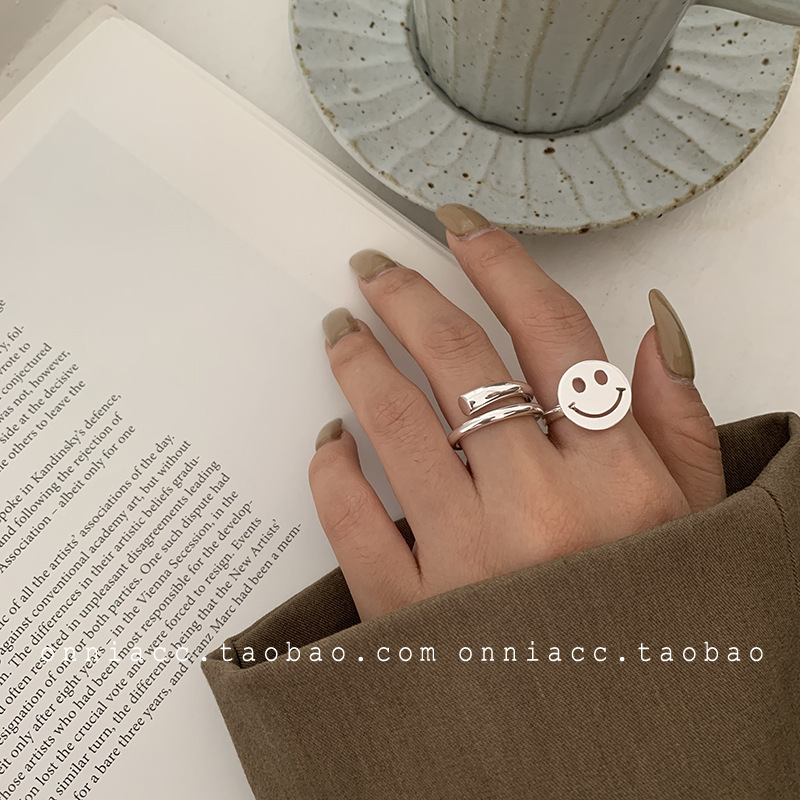 Anillo Abierto De Doble Capa De Plata Esterlina S925 display picture 3