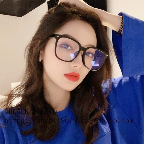 Hollywood-style large-frame glasses for women, flat non-prescription glasses, student anti-blue light myopia glasses, complete set, 50-600 degrees