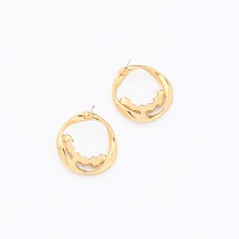 Boucles D&#39;oreilles Avancées De Navettage Français Tempérament Boucles D&#39;oreilles Diamant Conception Boucles D&#39;oreilles Cercle Torsadé En Gros display picture 6