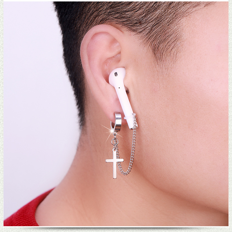 Casque Anti-perdu Boucles D'oreilles Titane Acier Oreille Trous Clip display picture 3