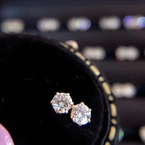 Натуральный Южная Африка Реал Алмаз 18K Истинный золотой алмаз с шестью серьгами -косо