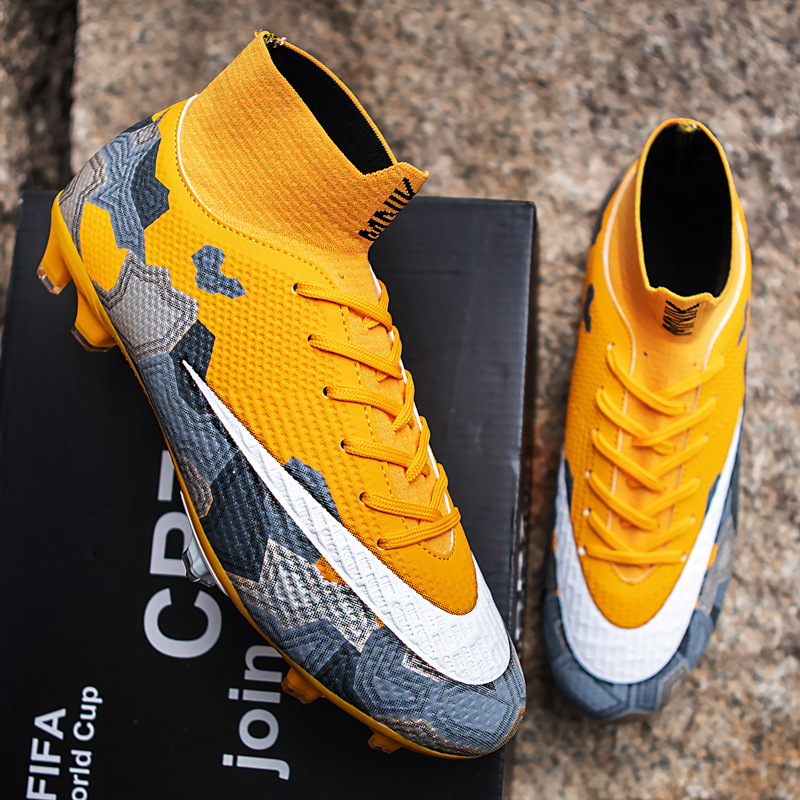 Foreign Trade Large Size Football Shoes New High Top TF Sneakers Male And Female Students Spikes AG Flat Student Training Wholesale_voghion.com