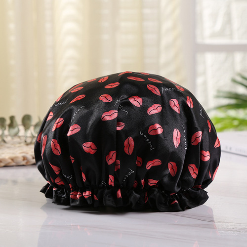 Adult double-layer waterproof shower cap kitchen makeup hood for shampooing and bathing thickened and printable LOGO manufacturer can be set