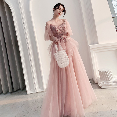 Evening Dresses cocktail party banquet dress vestido de banquete de cóctel Bridesmaid Dress Party Dress dream pink Bridesmaid Dress sling long evening dress