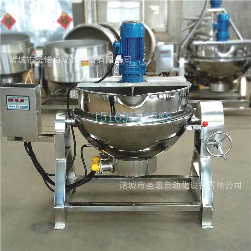 供应全自动绿豆土豆凉粉机 不锈钢电加热搅拌熬煮锅 凉粉加工设备