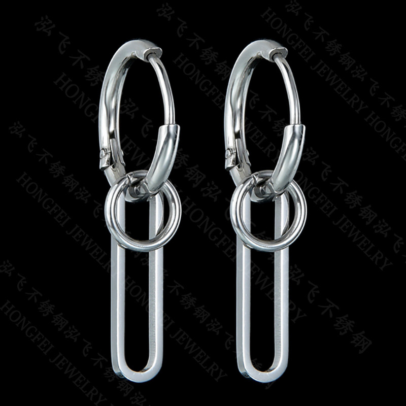 Retro New Simple Circle  Stainless Steel  Pendant Earrings display picture 5