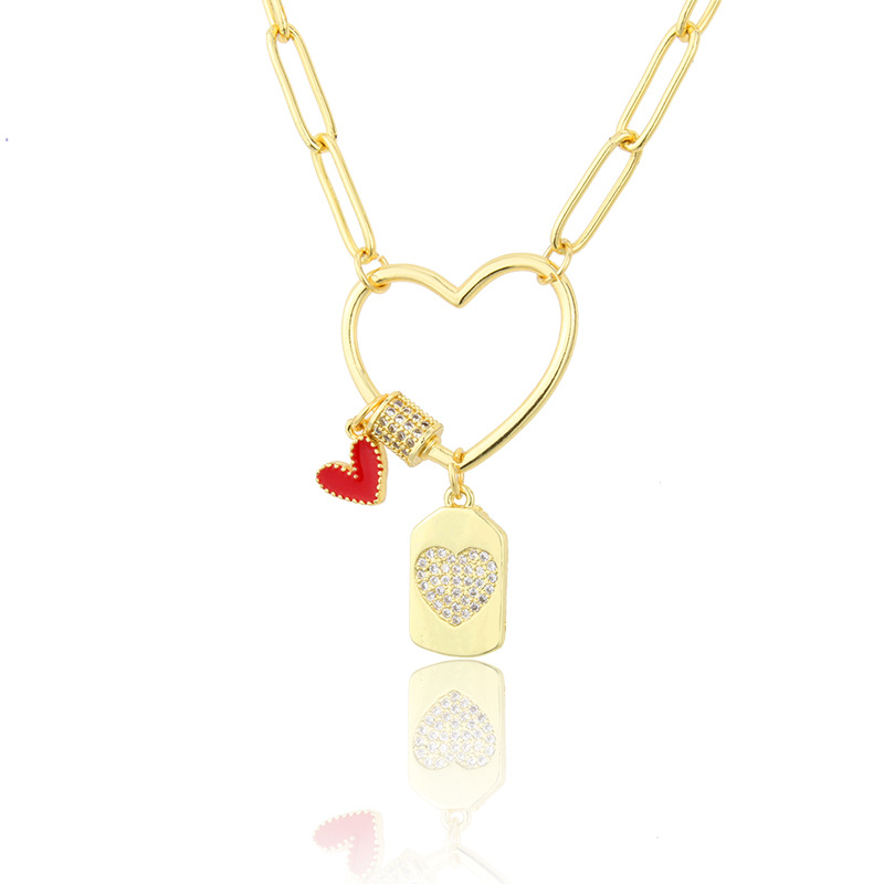 red heart-shaped diamond pendant necklace