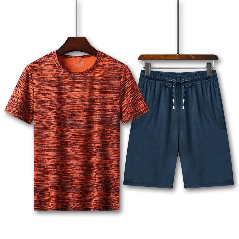 2019 hombre traje casual de verano gran camiseta de mangas cortas coreana delgada pantalones cortos de entrenamiento de secado rápido moda