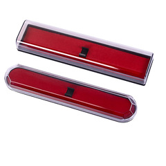 Transparent plastic pen case, red bottom sky-to-earth cover plastic, rectangular acrylic packaging box with logo printing