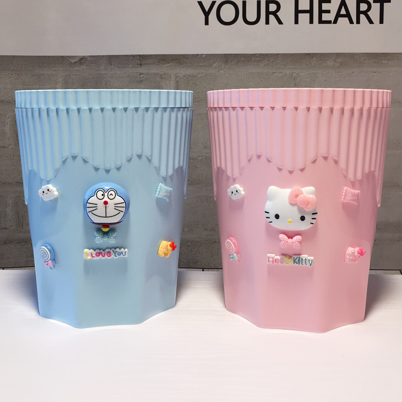 Cartoon Cute Trash Bin Bedroom Creative Household Large Size Cute Girl Heart Instagram Garbage Bin Kitchen Bathroom