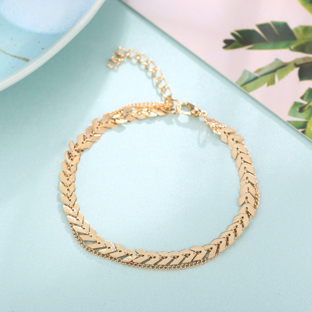 Hot Sale Aircraft Chain Anklet Suit Creative Retro Simple Alloy Gold Two-layer Anklet Wholesale Nihaojewelry display picture 4