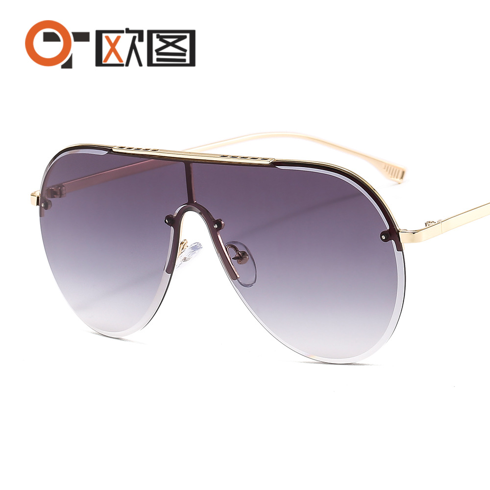 Metal frameless color sunglasses for men and women avant-garde toad glasses with large frame and versatile anti ultraviolet sunglasses 7116