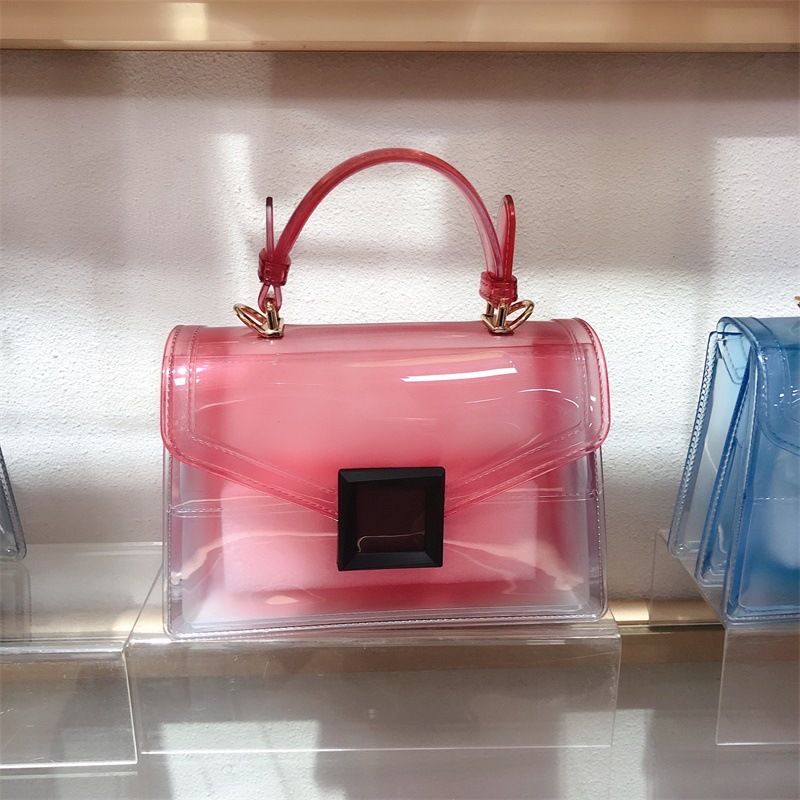 Clearance jelly bag, transparent pvc women's bag, gradient color small square bag, handbag, single-shoulder crossbody women's bag in stock undefined