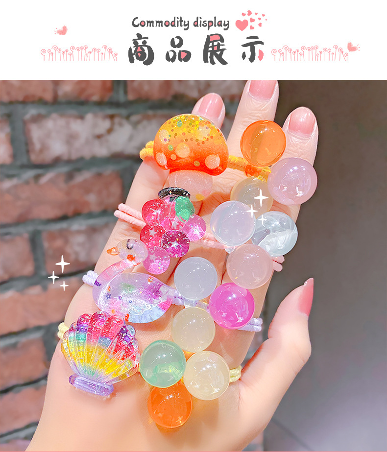 Fashion Cute Headdress Candy Color Children's Hair Rope Children Head Rope Cartoon Tie Hair Rubber Band Ball Crystal Hair Accessory display picture 2