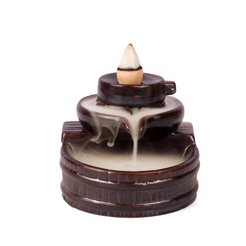 High Mountain and Flowing Water Inverted Aroma Ceramic Incense Burner with Smoking Home Decor Creative Aroma Ornament Resin Craft