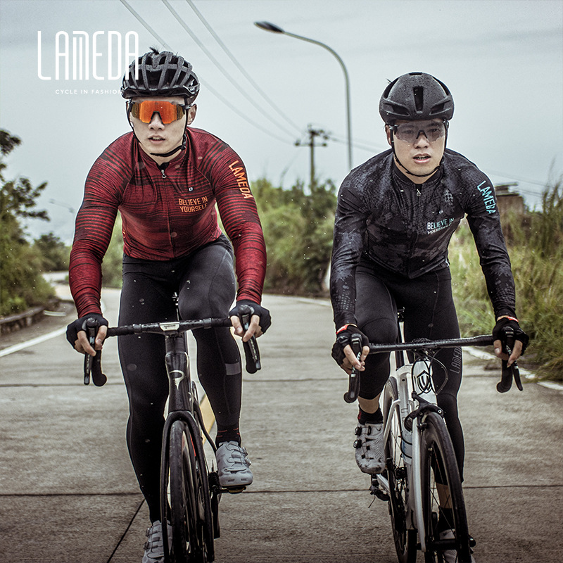 蘭帕達(dá)春秋抓絨保暖套裝長(zhǎng)袖騎行服冬季上衣男公路山地自行車(chē)服裝