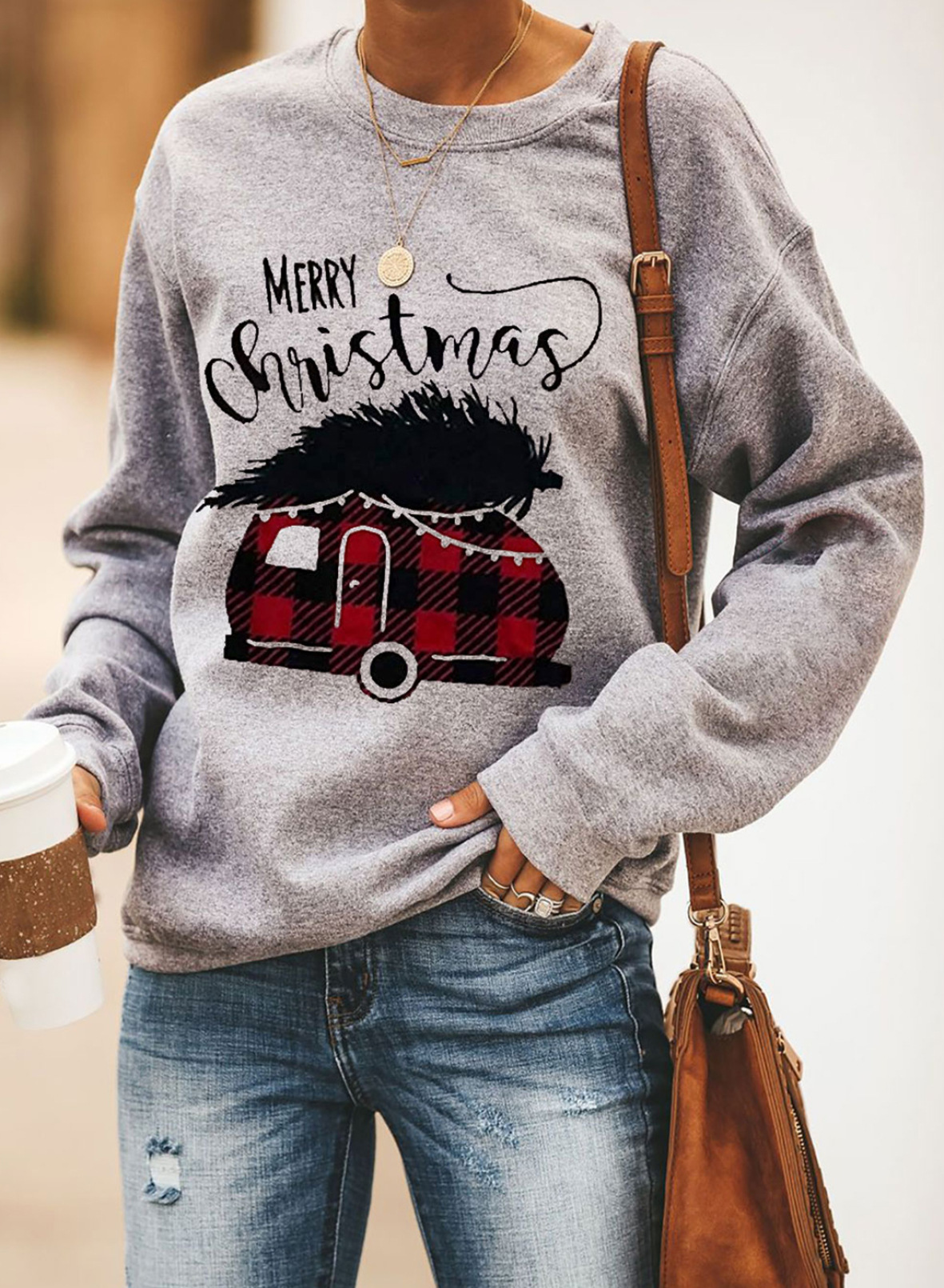 Christmas sweater women new cartoon pattern round neck long sleeve ladies pullover sweater  NSSI2981