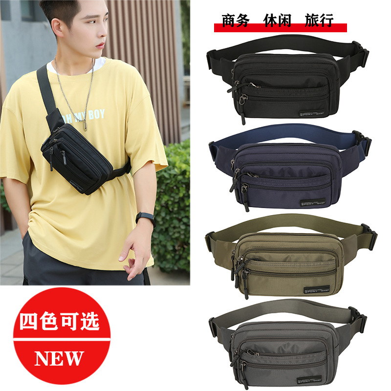 外贸新款男士胸包单肩斜跨腰包耐磨帆布运动户外韩版多功能背包男|ru