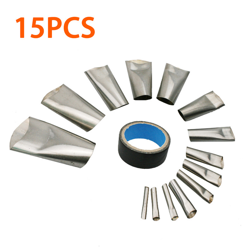 厂家直销美缝批嘴15PCS套玻璃胶枪不锈钢胶嘴套装装鸭型胶枪胶嘴