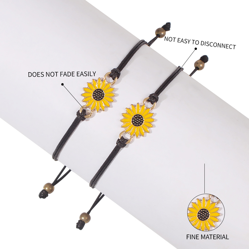 Hot Selling  Sunflower Dripping Oil Woven Bracelet display picture 5