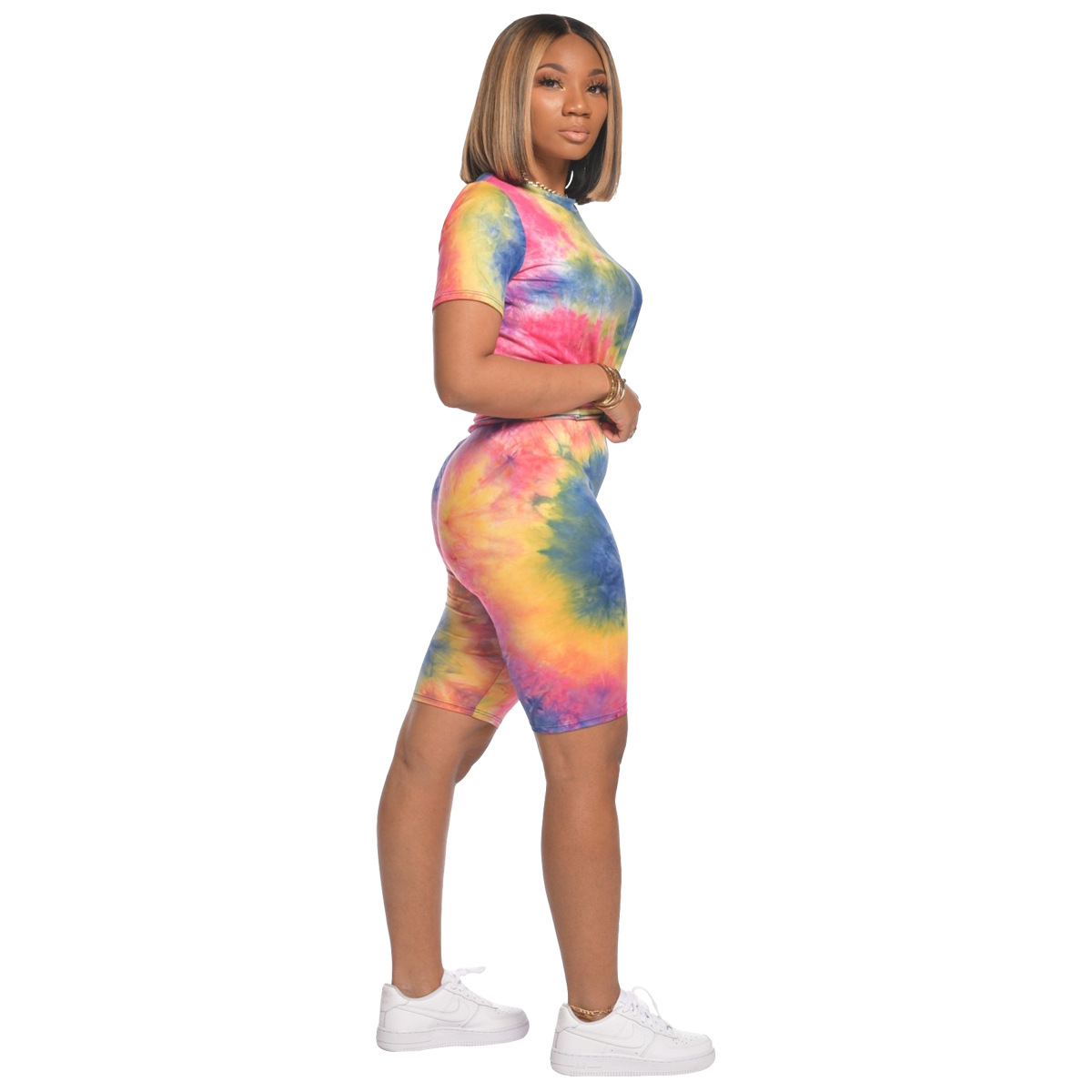 Casual Sports Print Round Neck Short-Sleeved Set NSSJW58862