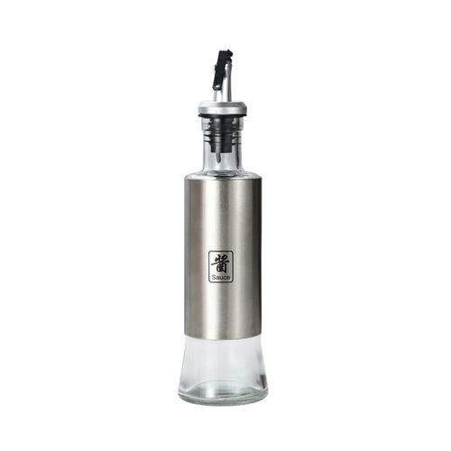 Kitchen supplies oil jug Japanese style stainless steel creative glass bottle press wine jug seal can be customized with logo