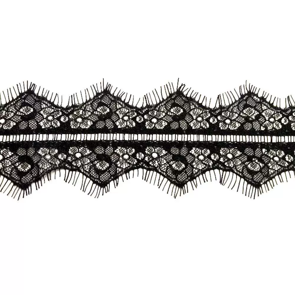 睫毛蕾丝花边 宽度8公分锦纶双边波浪形 女士服装内衣婚纱辅料
