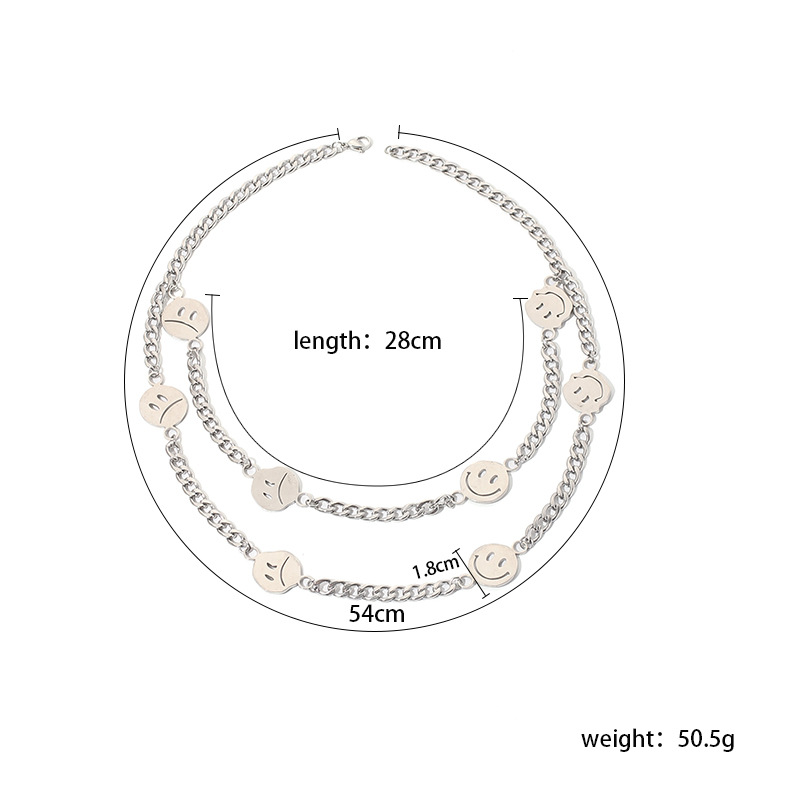 60g Weight Necklace Classification Wedding, Travel Occasion Titanium Steel Material Unisex Gender New Letter Army Brand Smiling Face Hip Hop Style Titanium Steel Necklace Accessories Jewelry 4