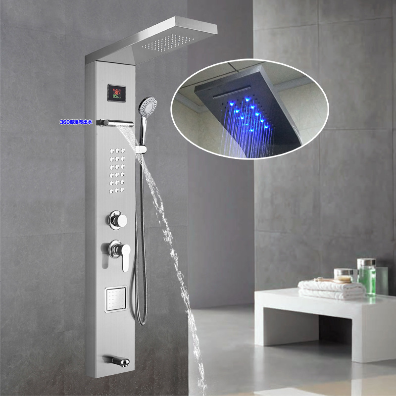 Hydro temperature display LED Lamp constant temperature 360 activity Waterfall Bath screen 304 Stainless steel Shower Panel