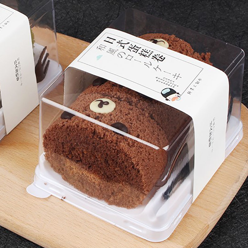 草莓日式瑞士卷蛋糕包装盒烘焙糕点蛋糕甜品吸塑盒白色透明塑料盒