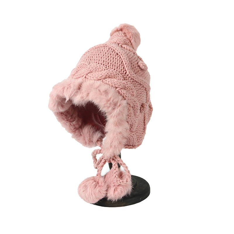 Cute Ears Thick Wool Hat Cape