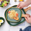 European -style creative wax green wood rake ceramic plate western dining bull steak creative dessert flat disk