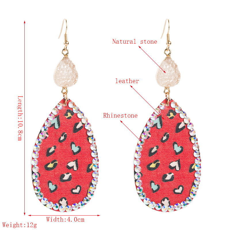 Aretes Con Estampado De Piel De Diamantes De Imitación Con Incrustaciones De Aleación En Forma De Gota display picture 1