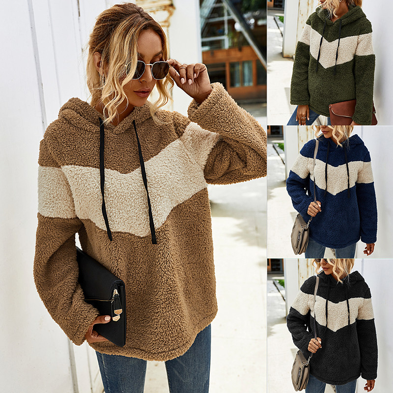 hooded color-blocking thickened warmth sweater  NSDY18485