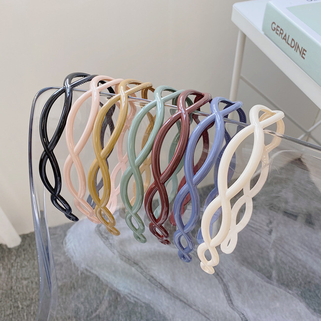 Simple Fashion Headband Wave Plastic Hollow Headband Non-slip Headband Double Cross Resin Wholesale Nihaojewelry display picture 8